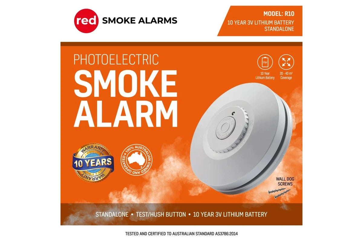 Red Smoke Alarms R10 - 10 year lithium battery stand-alone photoelectric smoke alarm