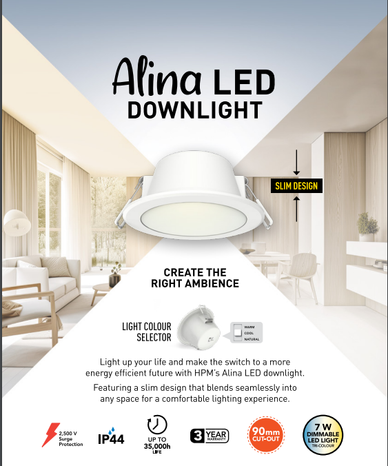 40 PACK - HPM DOWNLIGHT - LDLE90TRIWE Tri-Colour - LED - 90mm Cut Out Flex&Plug