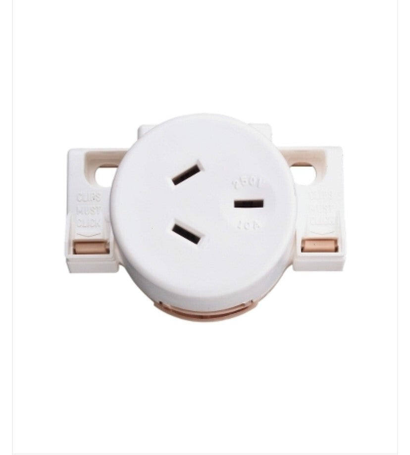 x10 Clipsal SINGLE SURFACE SOCKET 10A 3-Pin Quick Connect cli413QC-WE
