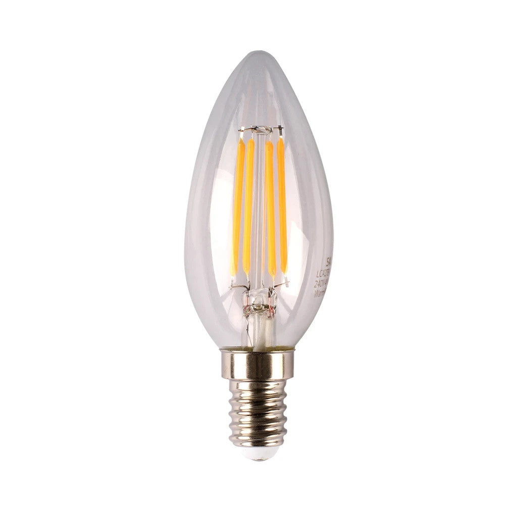 SAL LCA27E14D/C Candle Clear LED Bulb 4W Dimmable - E14 - Warm White 2700K 450Lm