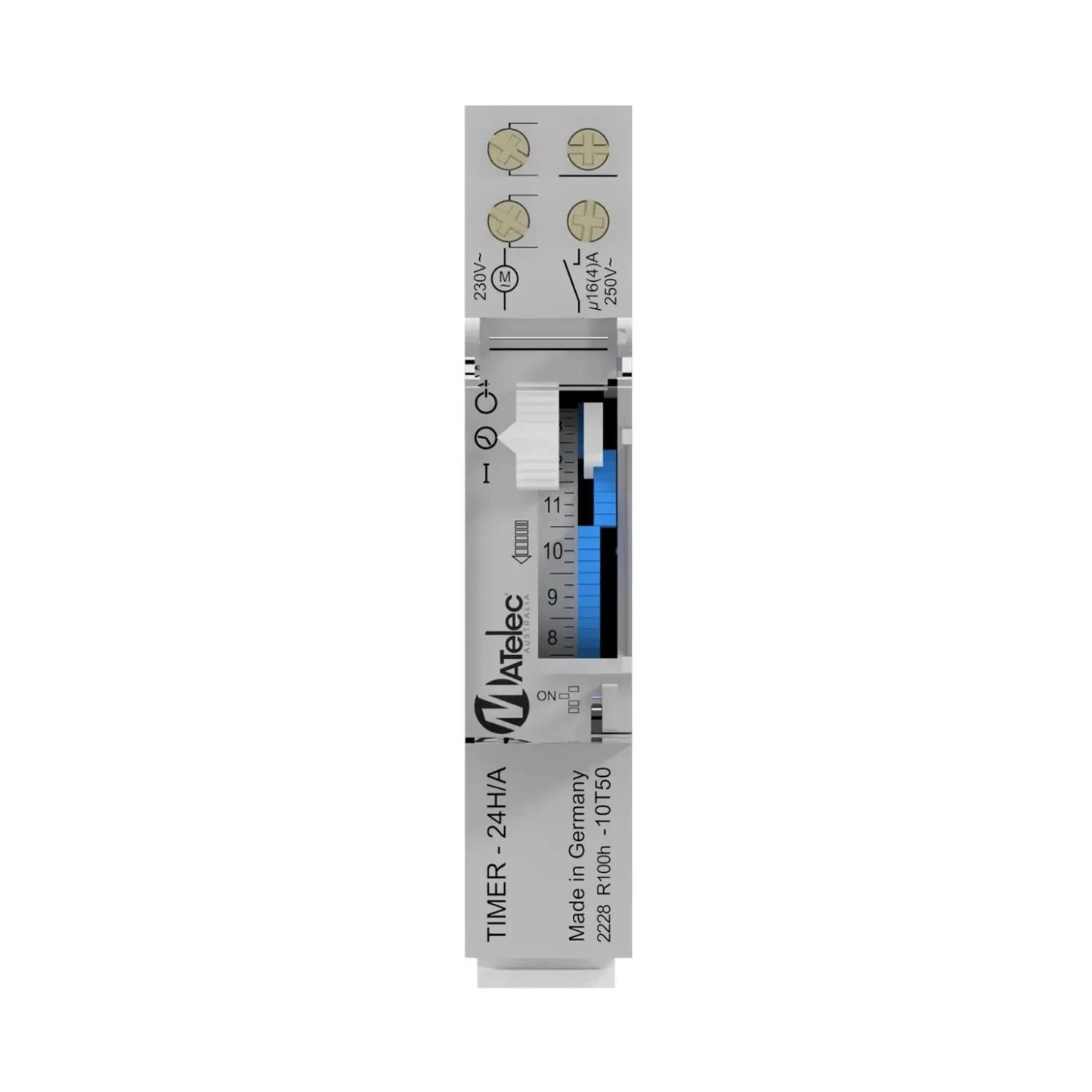 Matelec TIMER-24H/A - 16A 24hr Analogue DIN Rail Time Switch with Battery BackUp