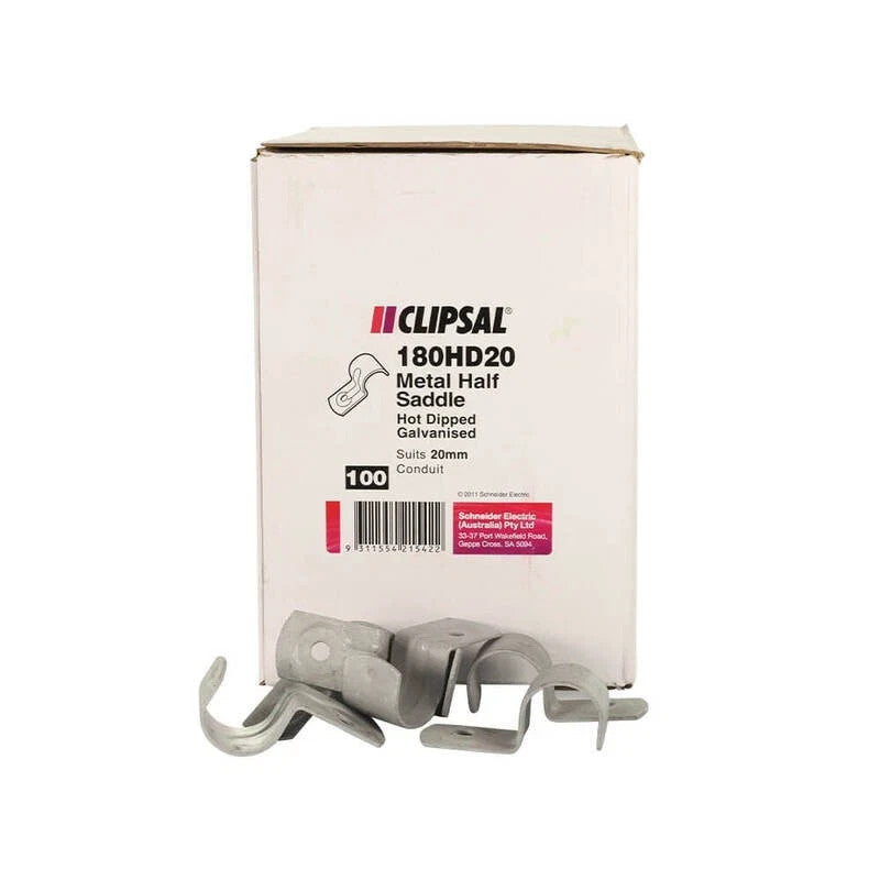 100x Clipsal - 180HD20 - 20mm Galvanised Half Saddles Clipsal 180HD20