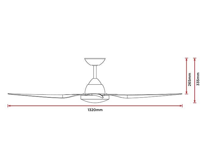 Deka Rondo II DC White 4 Blade Ceiling Fan 52" With Light Remote & wall Control