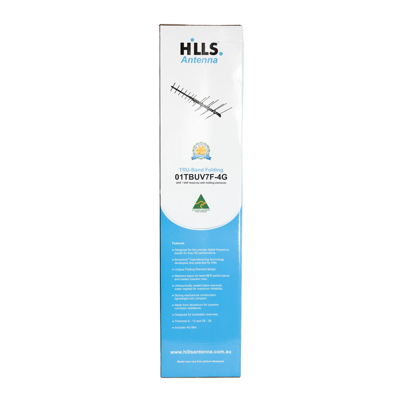 HILLS 01TBUV7F-4G Tru-Band Metro Folding 7 Element UHF/VHF Antenna 4G Black