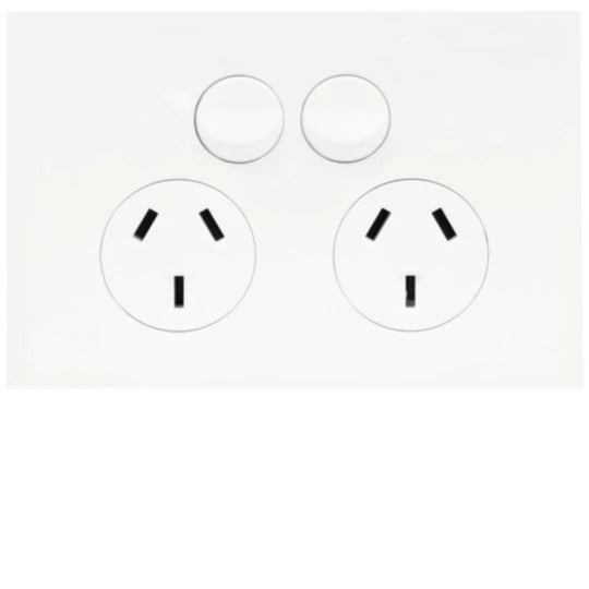Hager Electrical Finesse Double Power Point/GPO 10Amp HAGWBQP2S-MW