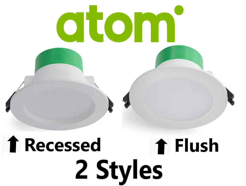 Atom Downlight LED 8W 880Lm Dimmable Tricolour AT9039/WH/TRI - Recessed + Flush
