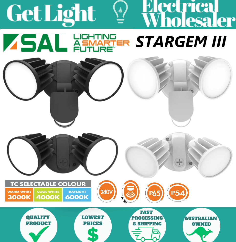 SAL STARGEM LED Twin Security Garage Spot Flood Light Outdoor Sensor Spotlight
