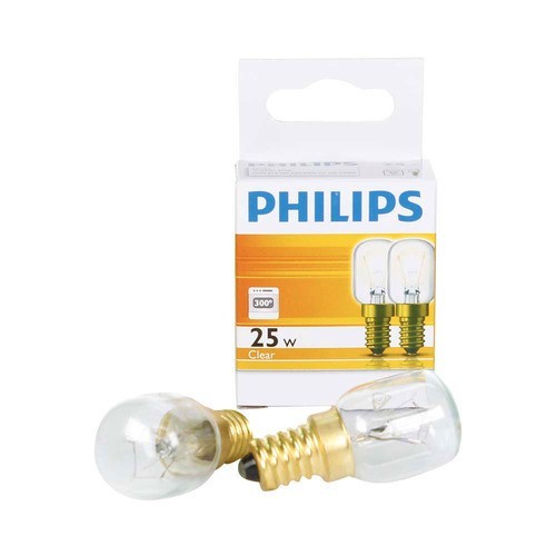 Philips OVEN Globe 25W SES 230-240 Clear E14 SCREW 2 pack