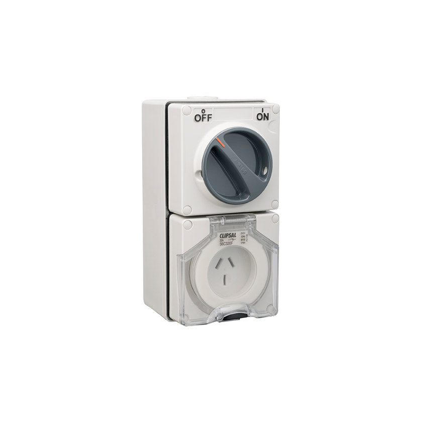 Clipsal 56C320FGY - 3 Flat Pin 20Amp Switched Socket Outlet