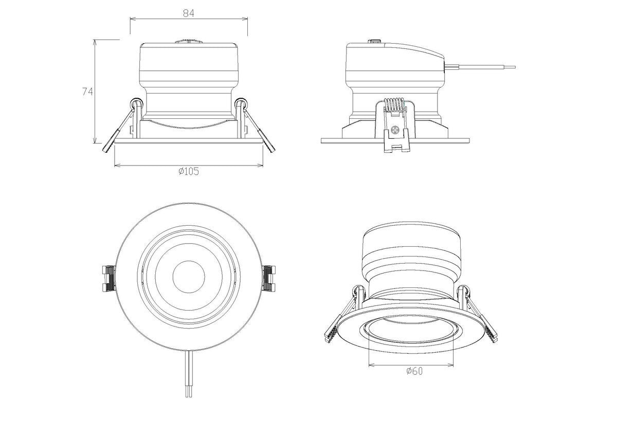 Pierlite Conix Tilt Downlight LED 7 Watt Tri-Colour Dimmable CNXTLT7WCCTD90W