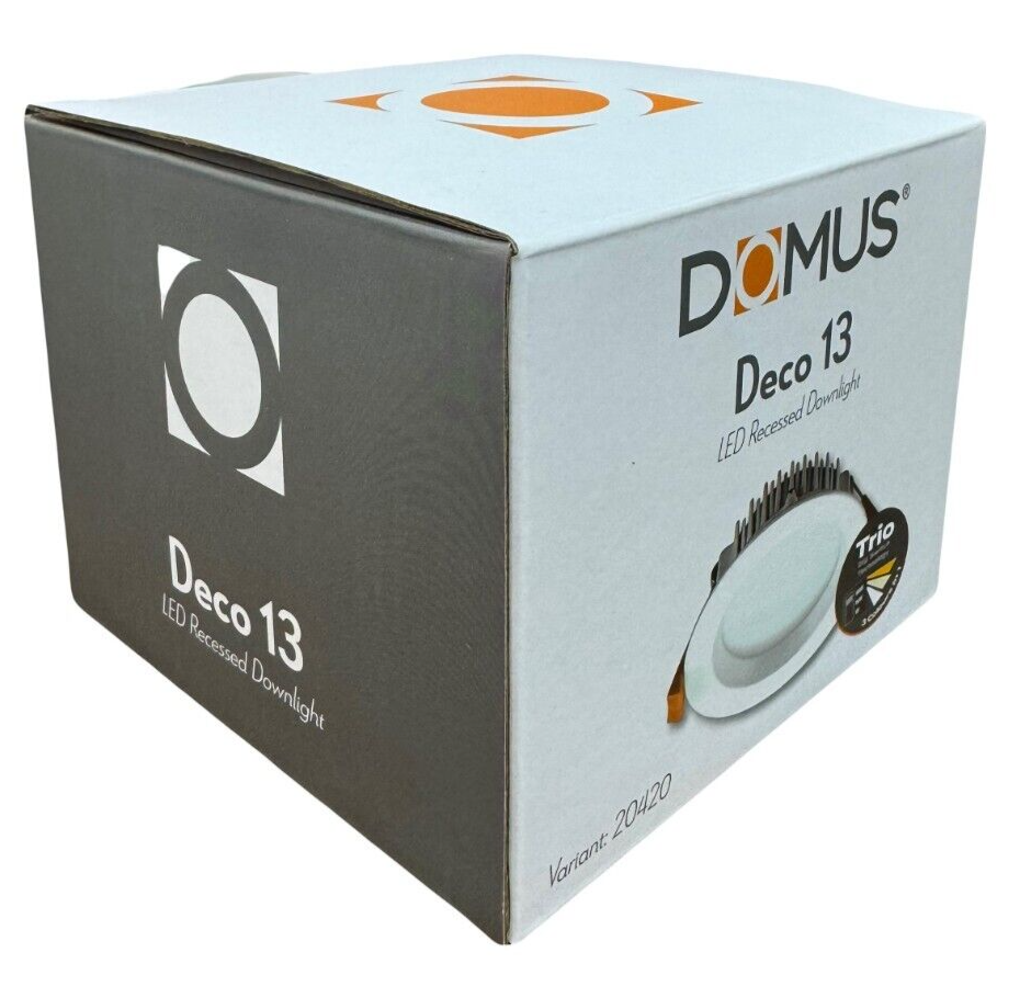 Domus Lighting - Deco Trio 13W Tri-Colour LED White Downlight - 20420-TRIO