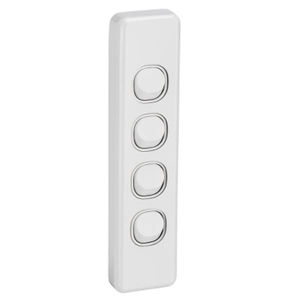 Clipsal 2034A-WE C2000 Architrave Switch 4 Gang 10A White