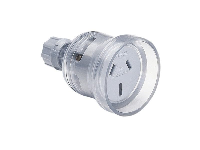 Clipsal 438S15-TR Flexible Cord Extension Socket with Shroud 15A 250V Transparent