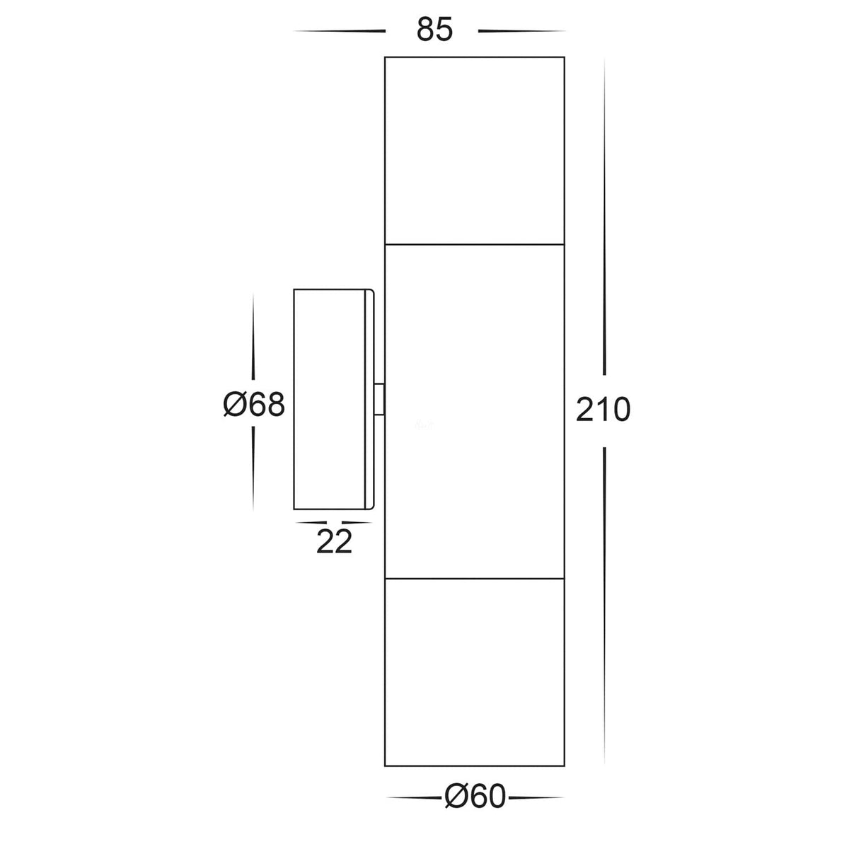 Havit HV1055T Tivah Up/Down Wall Pillar Light 2 x 3/5/7W Tri-Colour Solid Brass