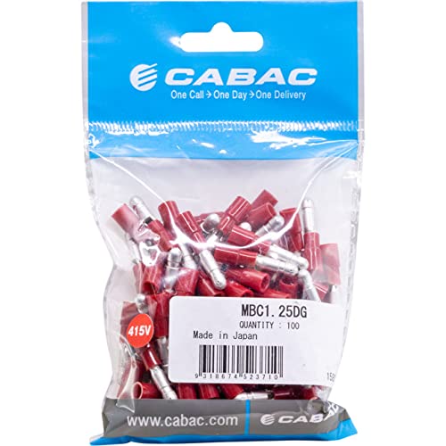 Cabac MBC1.25DG Male Bullet Connector Red 0.5-1.6mm - 100 Pack