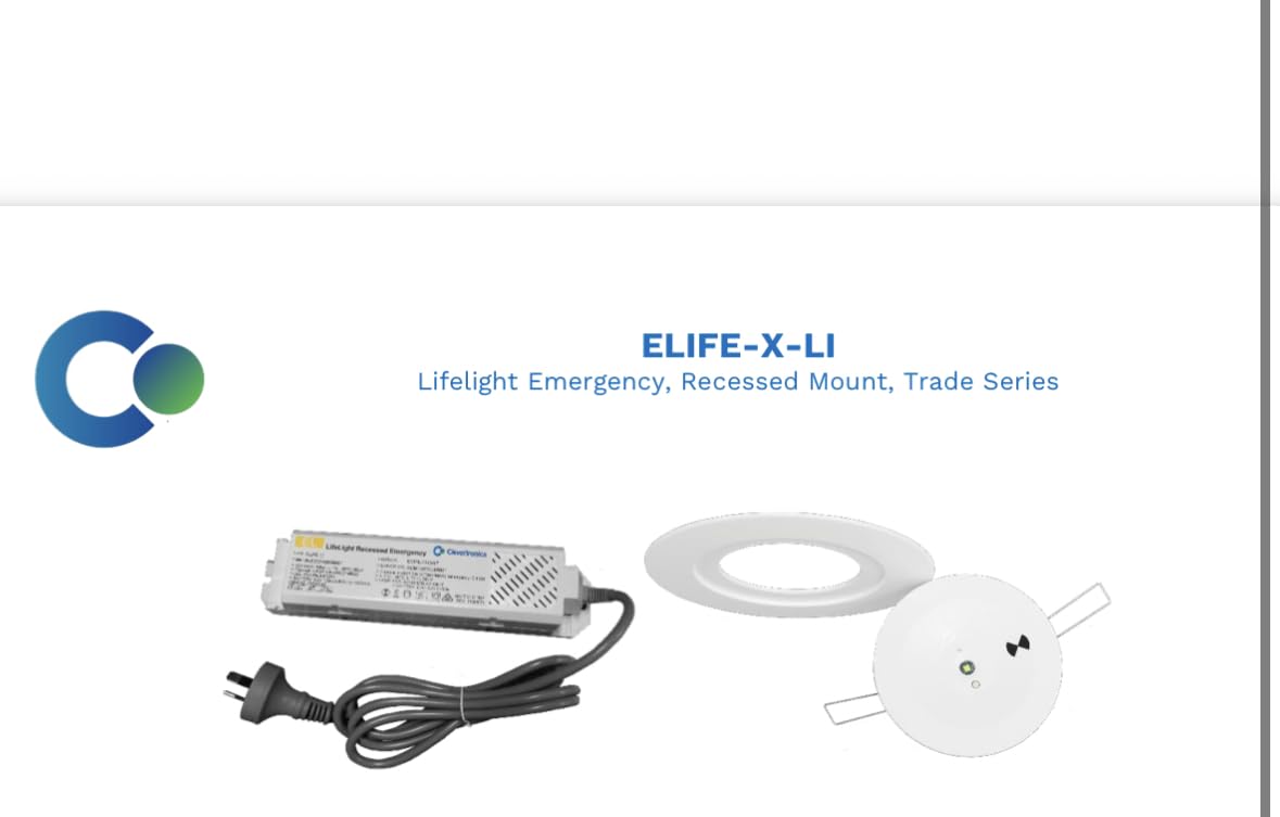 Clevertronics ELIFE-X-LI Lifelight Recessed Emergency Light 1.3W Lithium