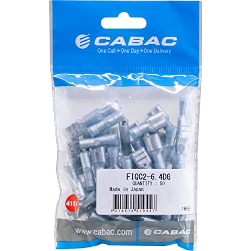 Cabac FIQC2-6.4DG Female Insulated Quick Connect Terminal Blue 6.4mm 1-2.5mm - 50 Pack