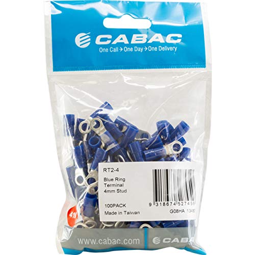 Cabac RT2-4 Insulated Ring Terminal Blue M4 Stud 1-2.5mm - 100 Pack