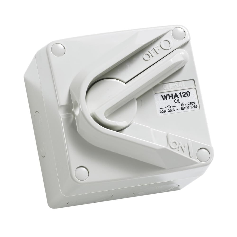 Clipsal WHA120RG Weathershield 1 Gang 1 Pole Hoseproof Surface Switch 20A 250V Resistant Grey