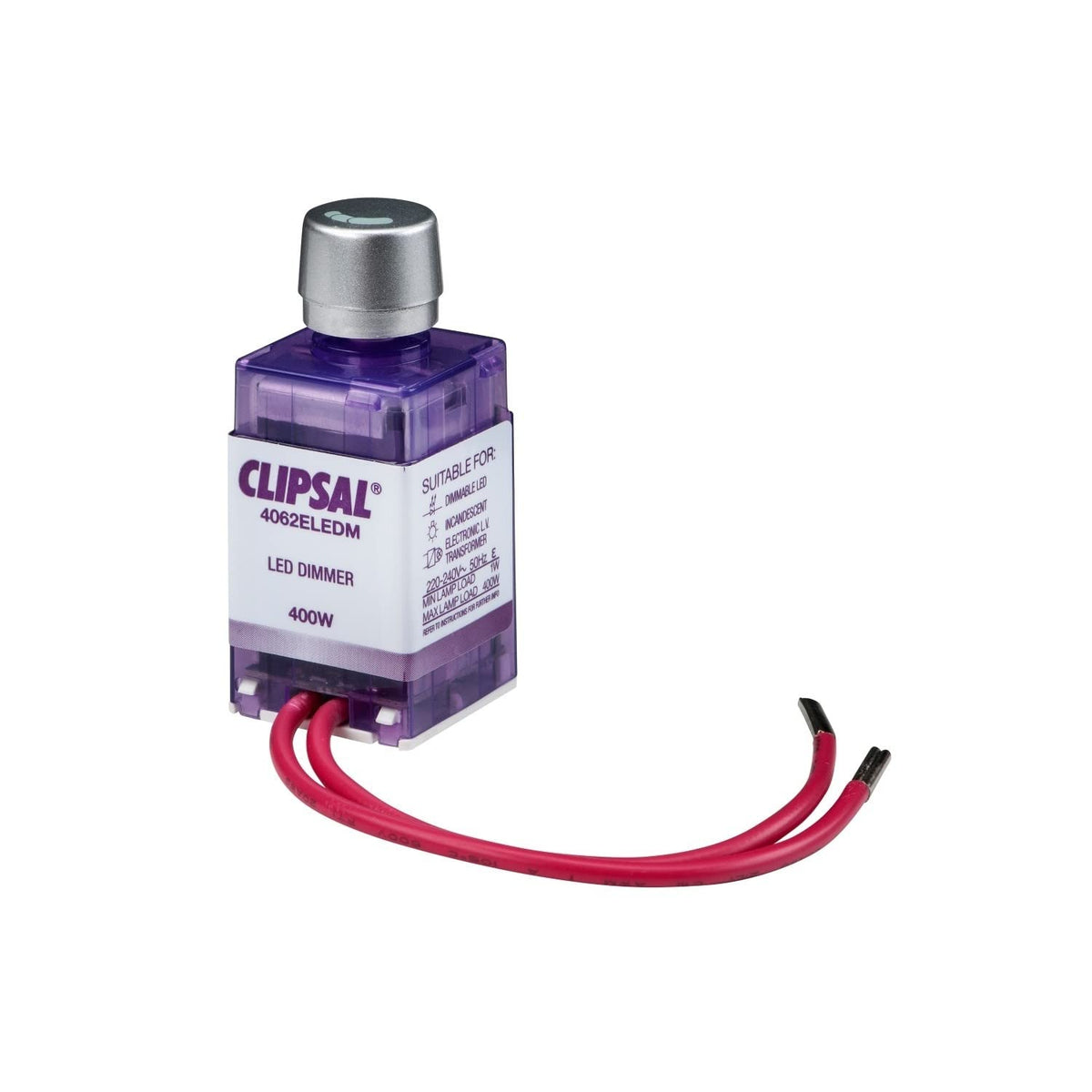 Clipsal 4062ELEDM-TR Saturn Rotary LED Dimmer Mechanism 400W 220-240VAC Transparent