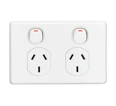 Clipsal Powerpoint C2025-WE Switched Socket Outlet Twin, 250V, 10A | White Electric