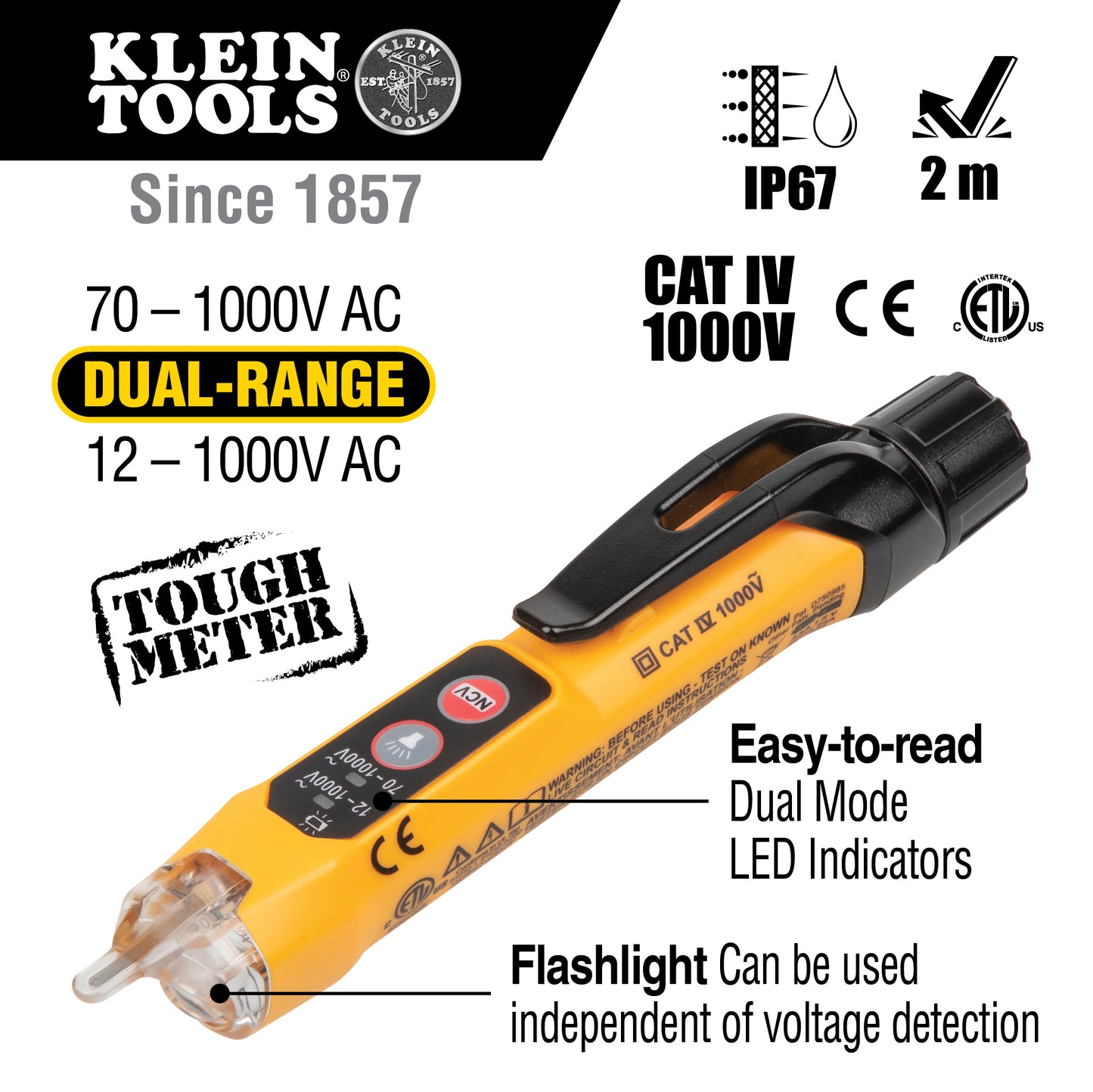 Klien Tools A-NCVT-3P Dual Range Non-Contact Voltage Tester / Torch 12-1000 VAC
