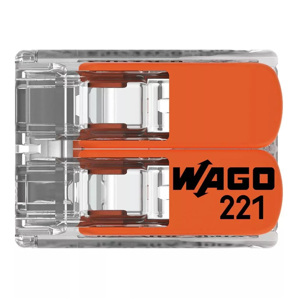 Wago 221-412 - 4mm² 2-Way Compact Splicing Connectors - Jar 100 Pieces