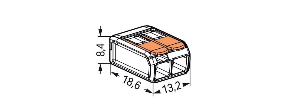 Wago 221-412 - 4mm² 2-Way Compact Splicing Connectors - Jar 100 Pieces