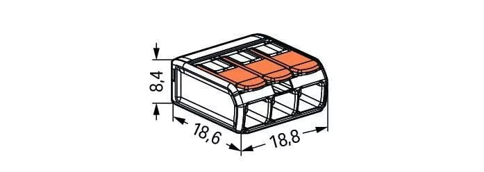 Wago 221-413 - 4mm² 3-Way Compact Splicing Connector - Jar 50 Pieces