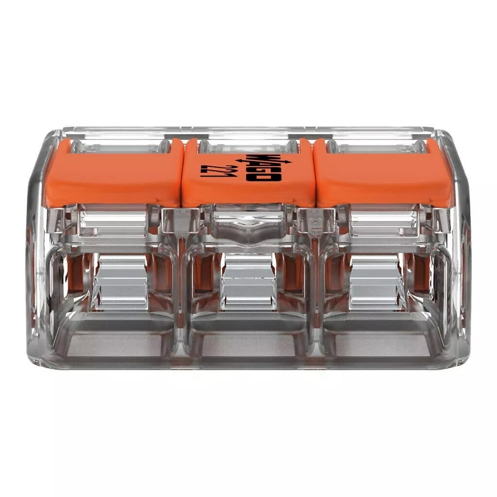 Wago 221-413 - 4mm² 3-Way Compact Splicing Connector - Jar 50 Pieces