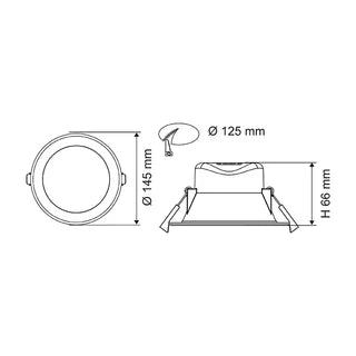 SAL Wave S9065TC - 9W LED Downlight Kit - Tri-Colour - Dimmable - 92mm Cut Out - White
