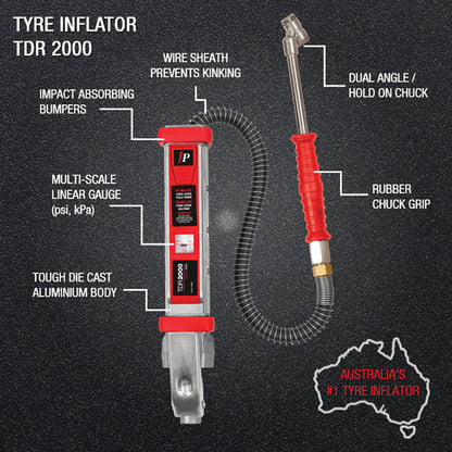Jamec Pem TDR2000 Tyre Inflator 10.2000 - Heavy Duty Linear Air Pressure Gauge