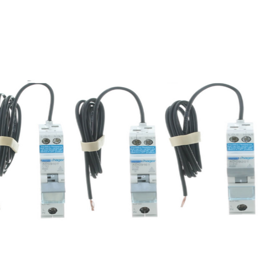 Hager Electrical HAGER RCBO 1P&N 6kA C Curve 30mA Type A  ADC910T/16/20/25/32AMP