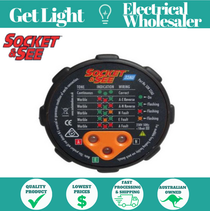 Socket and See - Mains Wiring Tester and Polarity Checker - Socket & See SOK32AU