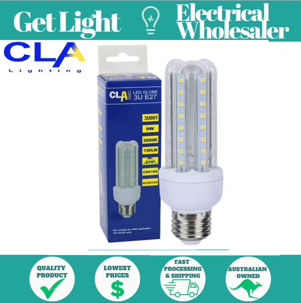 CLA LED GLOBE - 3U 12V AC / DC 9W ES LED GLOBE WARM WHITE - 3U001