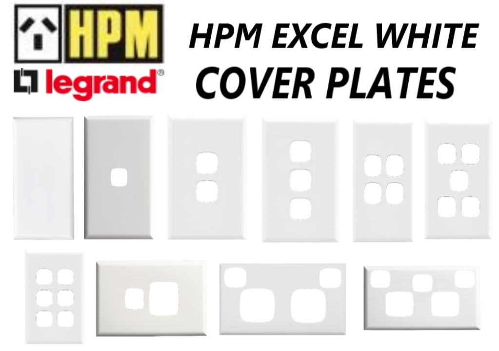 HPM Excel Light Switch and GPO Cover Plate - White - Cover Only