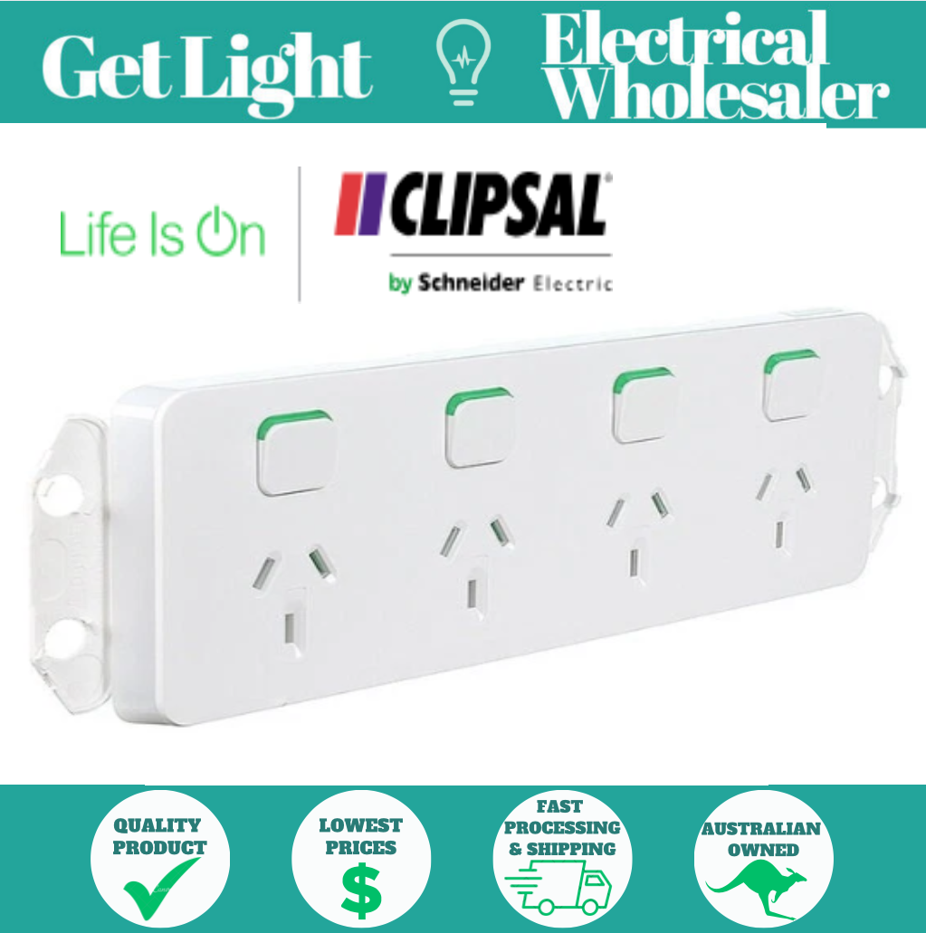 Clipsal by Schneider Electric  Clipsal Iconic 3015-4VW - Quad Power Point 10amp
