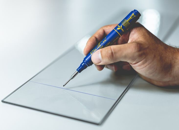Pica Innovative Marking Tool | 3x Pica-Ink Deep Hole Marker 150 | Red Blue Black