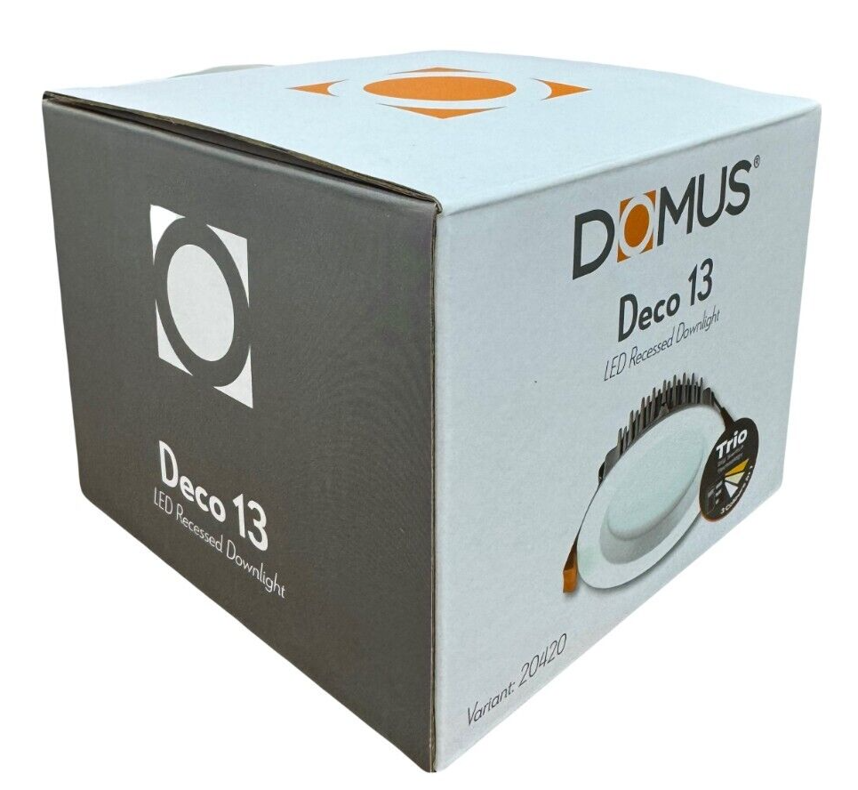10 PACK Domus Lighting Deco Trio 13W Tri-Colour LED White Downlight - 20420-TRIO
