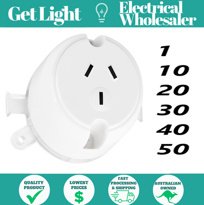 1 -50PC Surface Socket Plug Base 10A Electrical Outlet for Downlight Fan Sockets
