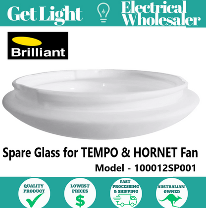 Brilliant Hornet & Tempo Ceiling Fan Replacement Glass Cover - 100012SP001