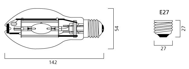 SYLVANIA  HSI-Metalarc Protected Ovoid 150W MP150/CL/U-E27-4000K 208320