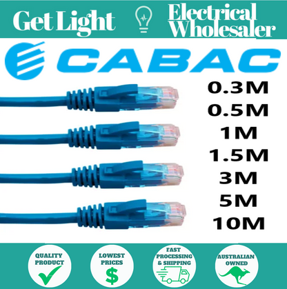 Cabac cAT 6 Patch Leads - 4 Pair PVC Unshielded RJ45 - RJ45 Cat6 Blue Patch Lead