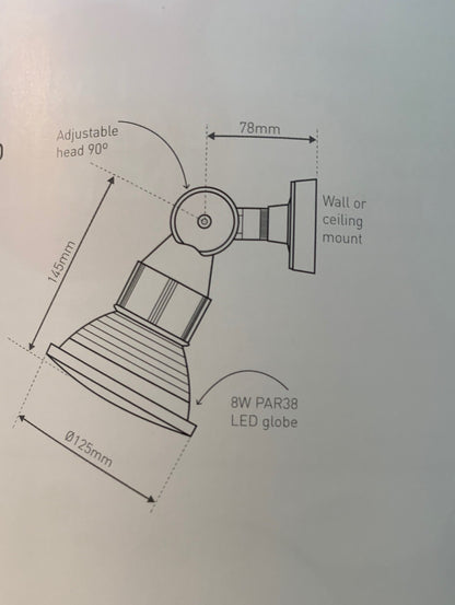HPM JENTA SINGLE LED FLOODLIGHT 8W 4000K IP44 LED FLOODLIGHT
