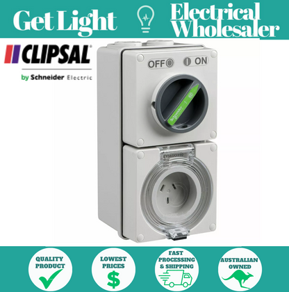 Clipsal Easy56 Flat 3 Pin 10A Switched Socket - EY56C310