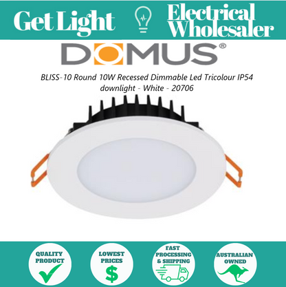 Domus 20706 Bliss 10W LED Downlight Tri Colour LED