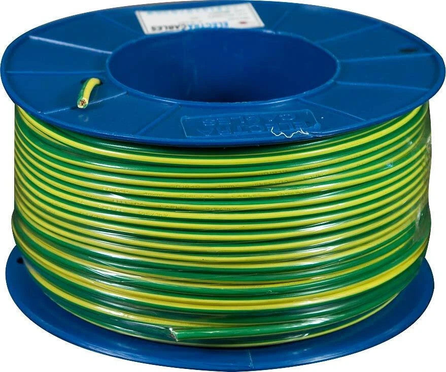 4.0mm Building Wire Stranded Electrical Cable Green/Yellow Earth 100m CBL4BWET