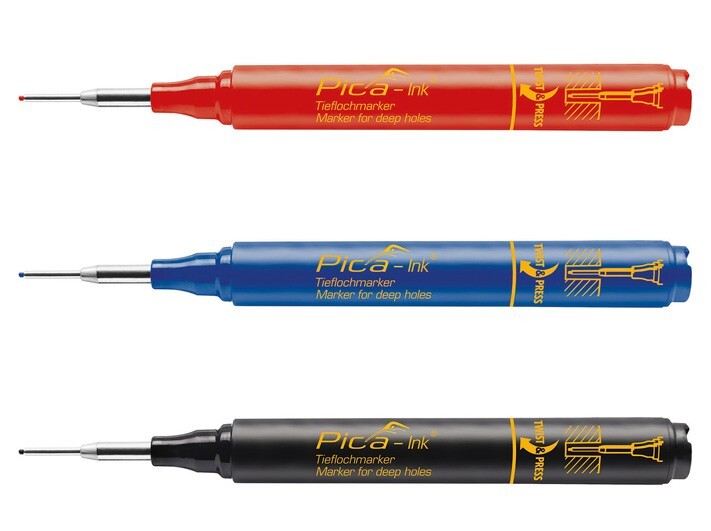 Pica Innovative Marking Tool | 1x Pica-Ink Deep Hole Marker 150 | Red Blue Black