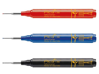 Pica Innovative Marking Tool | 1x Pica-Ink Deep Hole Marker 150 | Red Blue Black