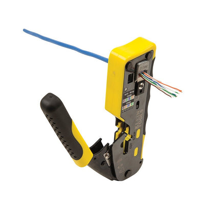 KLEIN TOOLS A-VDV226-110 Pass Thru RJ45 Racheting Compact Crimp Tool, Yellow/Blk